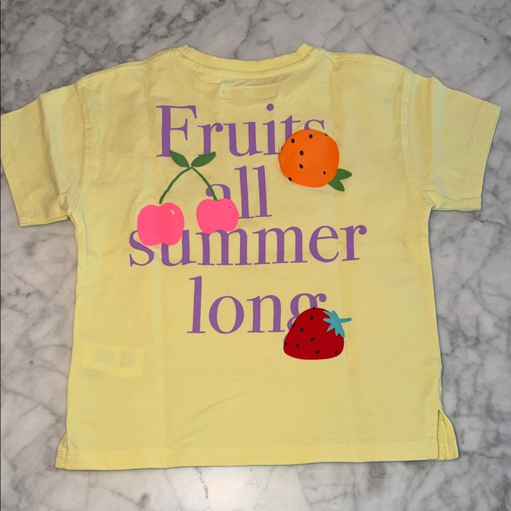 Zara Yellow Kids Tee with Fruit Graphics 4Y - Picture 7 of 7
